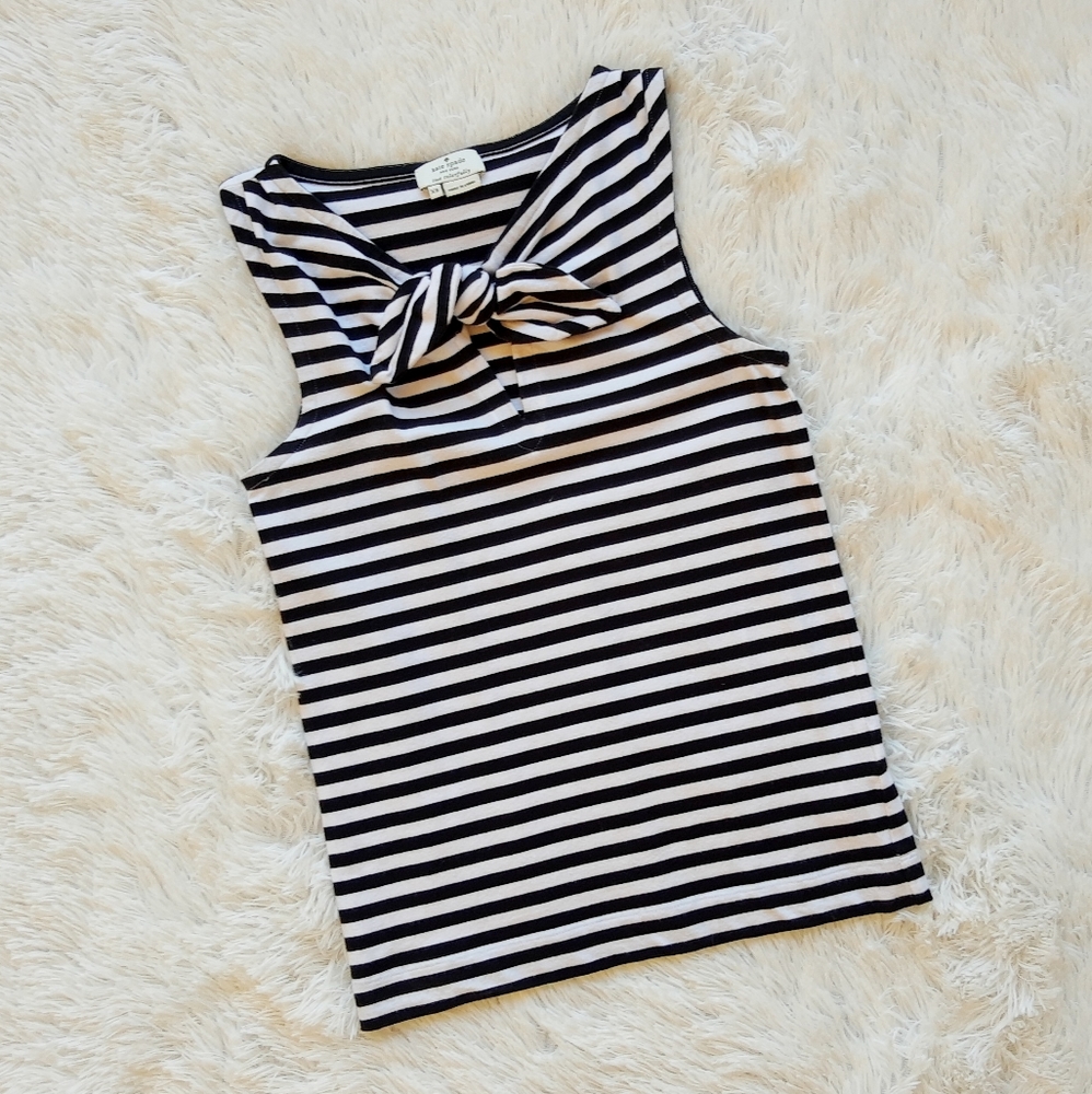 Kate Spade New York White Black Striped Bow Tank Top Size XS